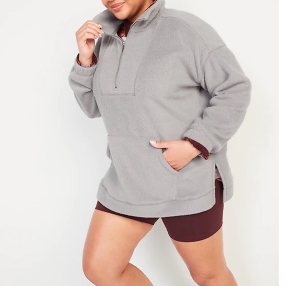 Old Navy | Tops | Nwt Old Navy Oversized Sherpa Halfzip Tunic Sweatshirt |  Poshmark